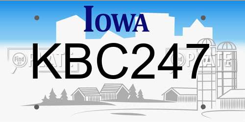 KBC247 Iowa License Plate