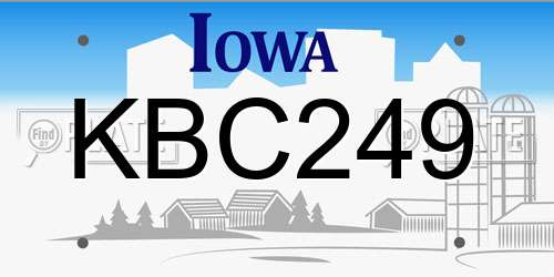 KBC249 Iowa License Plate