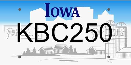 KBC250 Iowa License Plate