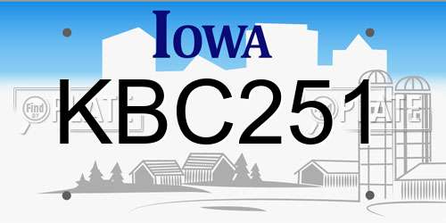 KBC251 Iowa License Plate