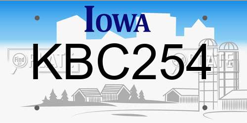 KBC254 Iowa License Plate