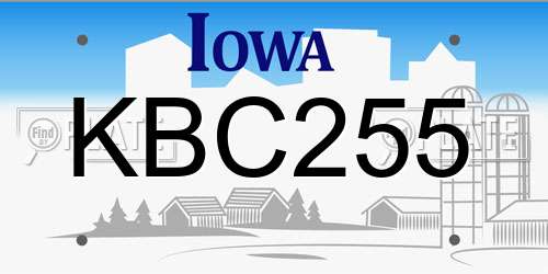 KBC255 Iowa License Plate