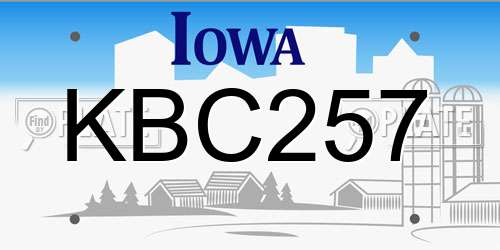 KBC257 Iowa License Plate