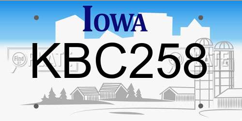 KBC258 Iowa License Plate