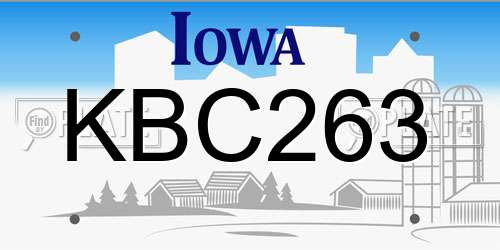 KBC263 Iowa License Plate