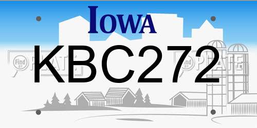 KBC272 Iowa License Plate