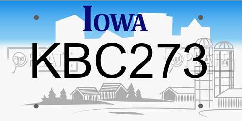 KBC273 Iowa License Plate