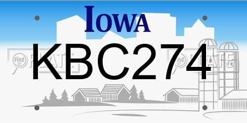 KBC274 Iowa License Plate