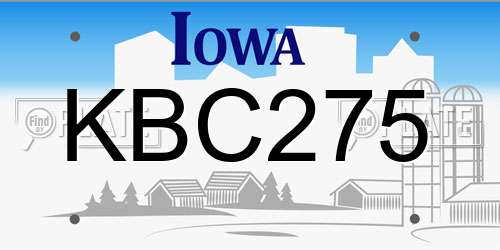 KBC275 Iowa License Plate