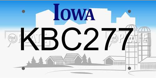 KBC277 Iowa License Plate