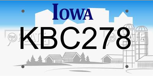 KBC278 Iowa License Plate