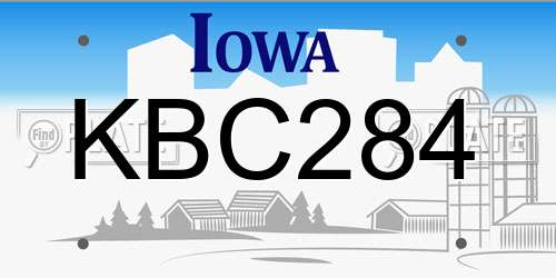 KBC284 Iowa License Plate