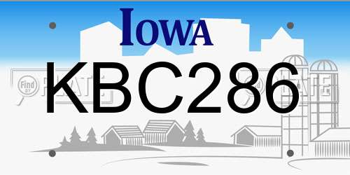 KBC286 Iowa License Plate