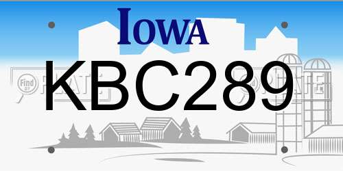 KBC289 Iowa License Plate