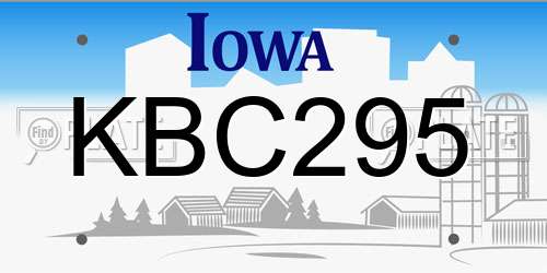 KBC295 Iowa License Plate