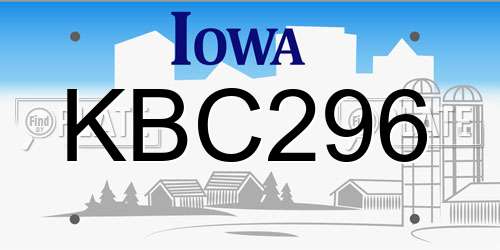 KBC296 Iowa License Plate