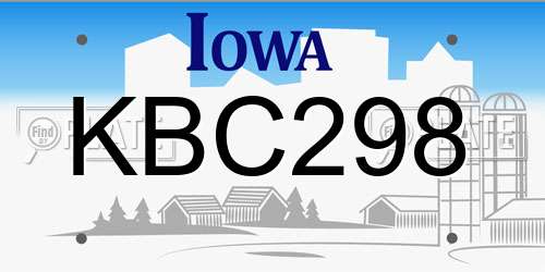 KBC298 Iowa License Plate