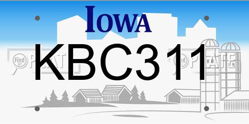 KBC311 Iowa License Plate
