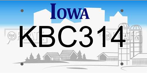KBC314 Iowa License Plate