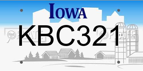 KBC321 Iowa License Plate