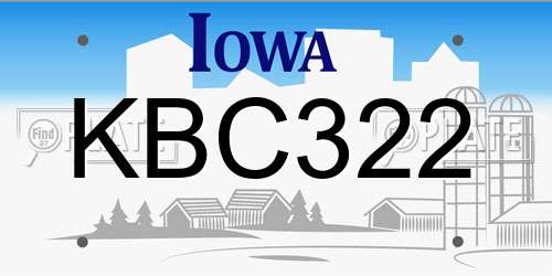 KBC322 Iowa License Plate