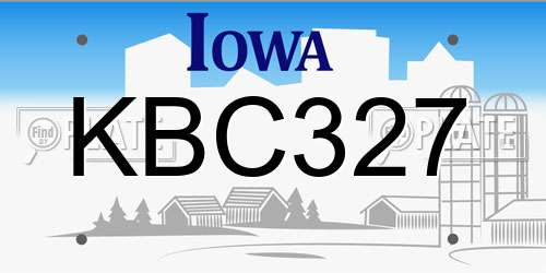 KBC327 Iowa License Plate