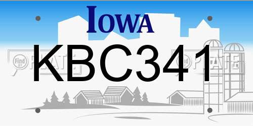 KBC341 Iowa License Plate
