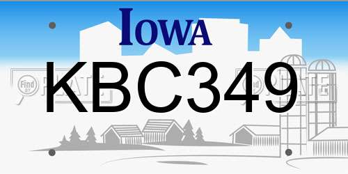 KBC349 Iowa License Plate