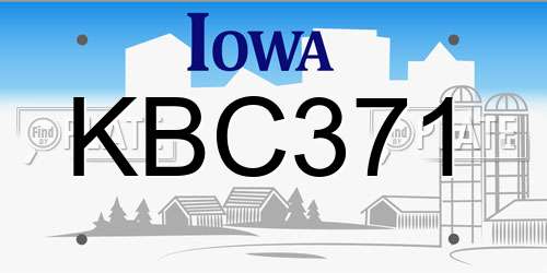 KBC371 Iowa License Plate