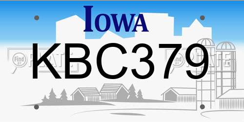 KBC379 Iowa License Plate