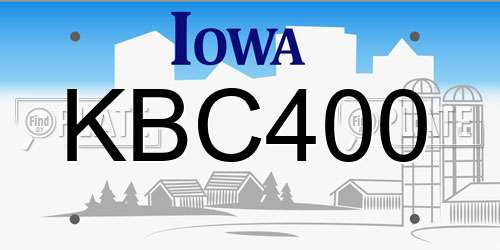 KBC400 Iowa License Plate