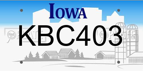 KBC403 Iowa License Plate