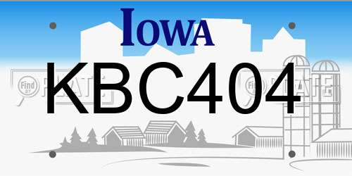 KBC404 Iowa License Plate