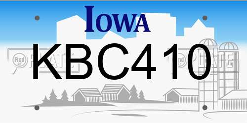 KBC410 Iowa License Plate