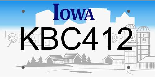 KBC412 Iowa License Plate