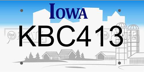 KBC413 Iowa License Plate
