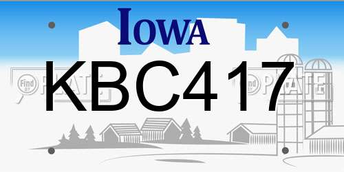 KBC417 Iowa License Plate