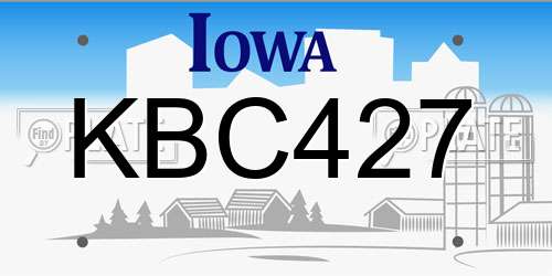 KBC427 Iowa License Plate