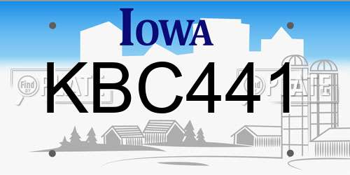 KBC441 Iowa License Plate