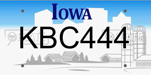 KBC444 Iowa License Plate