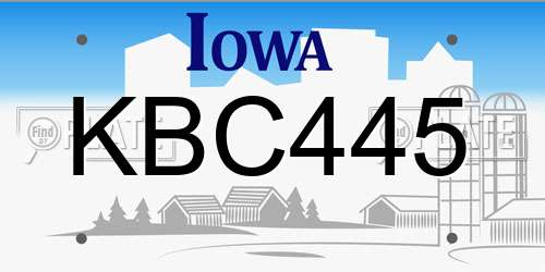 KBC445 Iowa License Plate