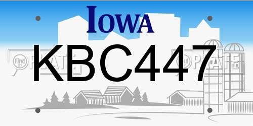 KBC447 Iowa License Plate