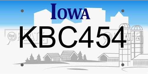 KBC454 Iowa License Plate