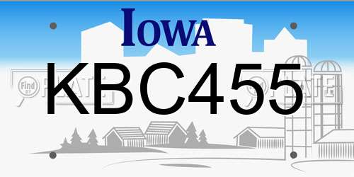 KBC455 Iowa License Plate