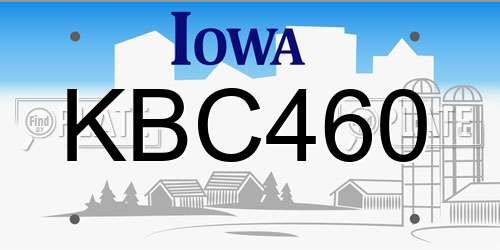 KBC460 Iowa License Plate