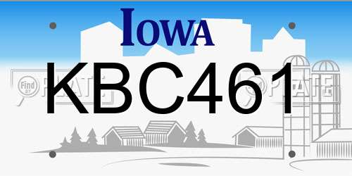KBC461 Iowa License Plate