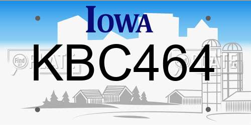 KBC464 Iowa License Plate
