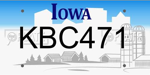 KBC471 Iowa License Plate