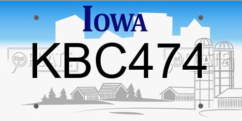 KBC474 Iowa License Plate