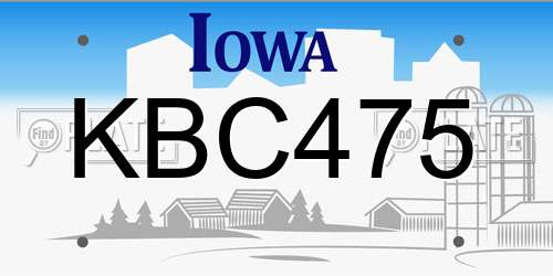 KBC475 Iowa License Plate